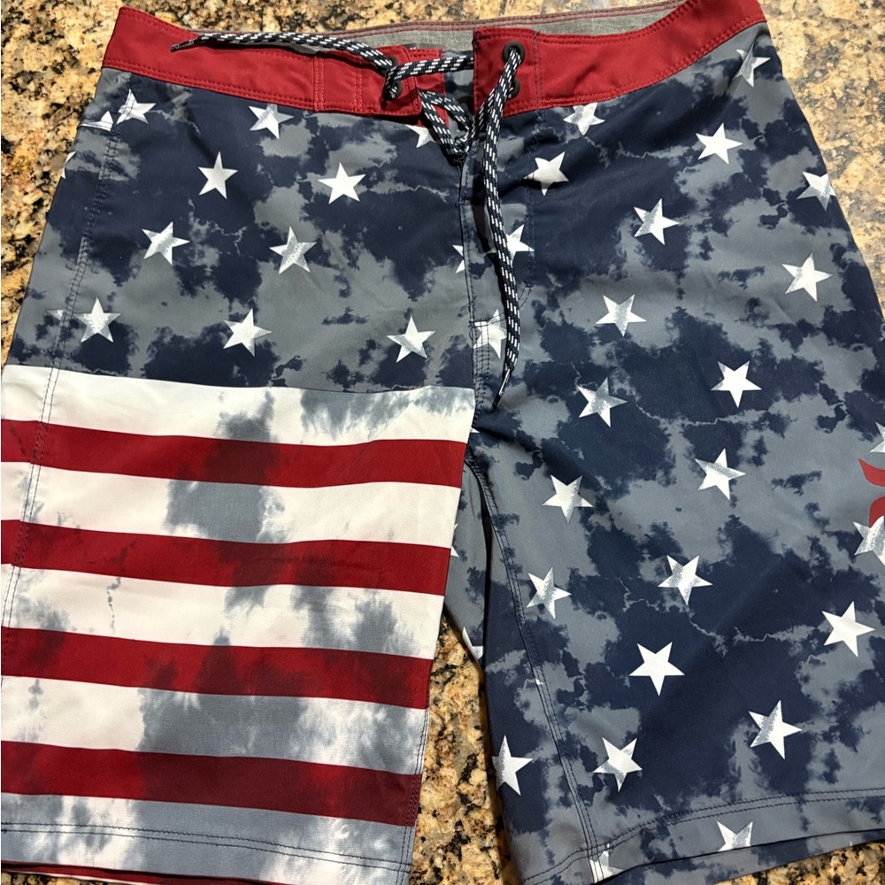 Hurley Men's Red, White & Navy Starboard Board Shorts 28